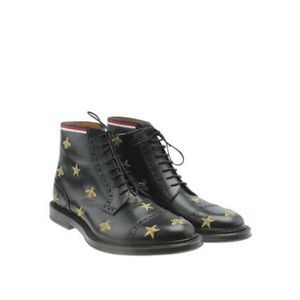 Gucci 496257 Embroidered Bee Star Brogue Boots